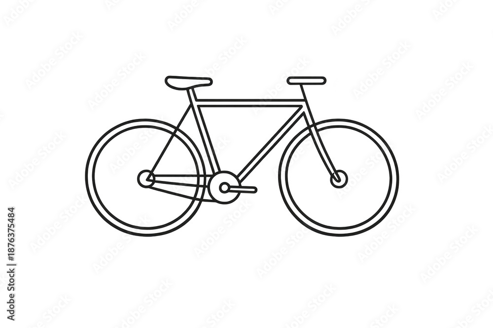 Fototapeta premium Minimalist Bicycle Line Art on a transparent background in black line.