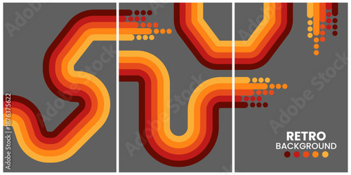 Vibrant Retro Abstract Design With Curved Orange and Yellow Lines