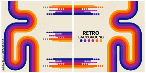 Retro Rainbow Curved Path Split Panel Background For Poster Design And Visual Art Projects Today