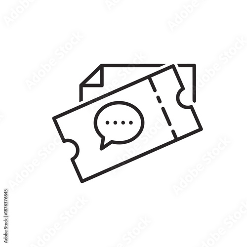 Close-up of Empty Ticket with Speech Bubble Icon for Event, Travel, and Communication Themes