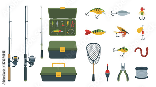 Fishing Gear and Equipment Collection Display.
