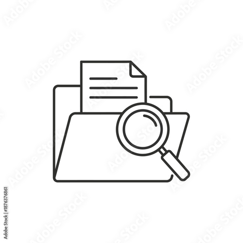 Close-up of Magnifying Glass Over Folder with Documents for Data Analysis and Investigation