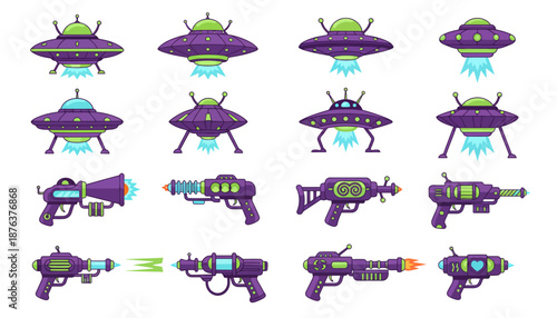 Futuristic Cartoon UFOs and Laser Guns.