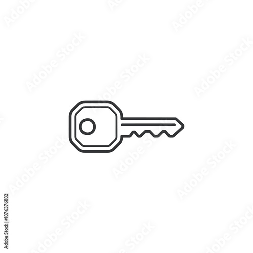 Close-Up of Metal House Key on Plain White Background for Security and Lock Concepts