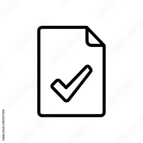 Close-up of paper with check mark symbol indicating verified or completed status