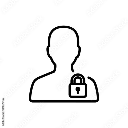 Confidential Male User Profile Icon with Lock Symbol for Privacy and Security