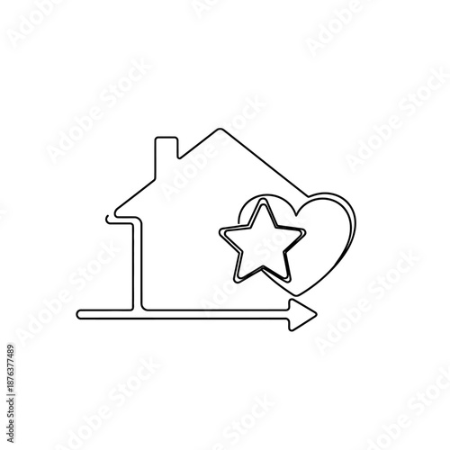 Creative Abstract House with Star and Heart Icon for Real Estate and Home Concepts