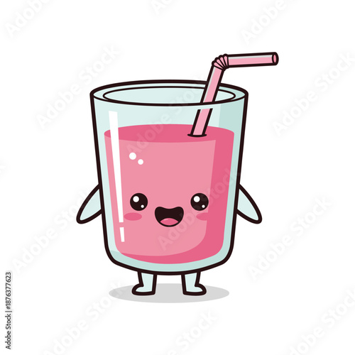 Pink Drink Cartoon Character Illustration