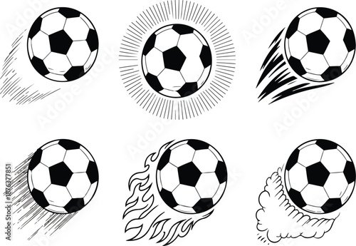 set of soccer balls vector