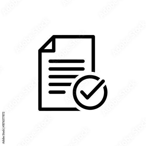 Document Approval Icon with Checkmark for Verification and Validation