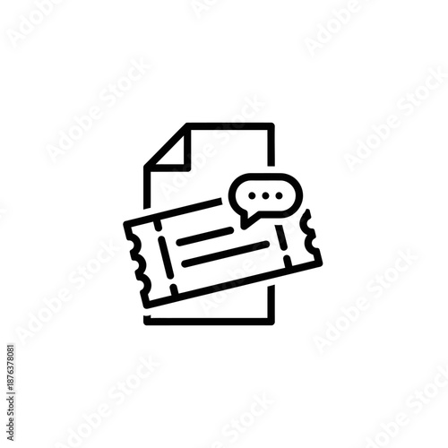 Digital Ticket and Message Icon for Online Ticketing or Communication Services