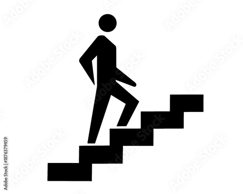 symbol of a person climbing stairs, vector illustration
