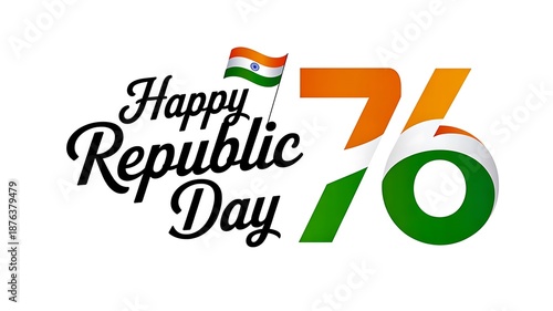 Happy republic day 76 india patriotic typography design
