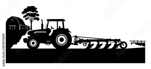 Tractor Silhouette - Minimalist Farm Vector