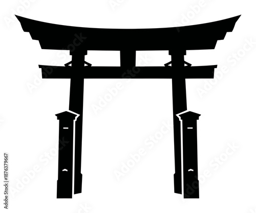 Torii Gate Silhouette - Minimalist Vector Illustration