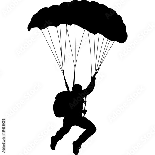 paraglider silhouette on black background