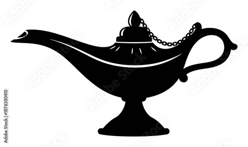 Aladdin Lamp Silhouette - Minimalist Vector Illustration