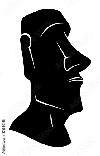 Moai Statue Silhouette - Minimalist Vector Illustration
