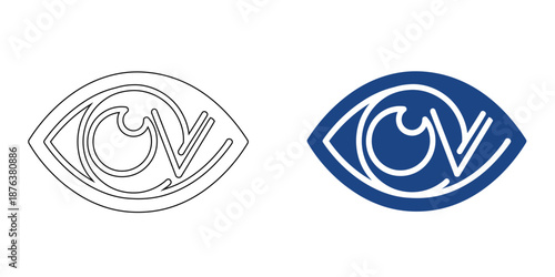Digital Eye Icon with Abstract Waves - Artificial Intelligence Vision and Modern Optometry Symbol