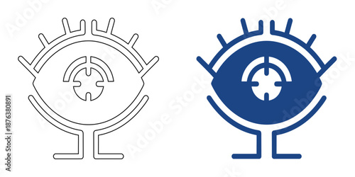 Biometric Eye Scanner Icon - Digital Identity Verification and Cyber Security Surveillance Symbol