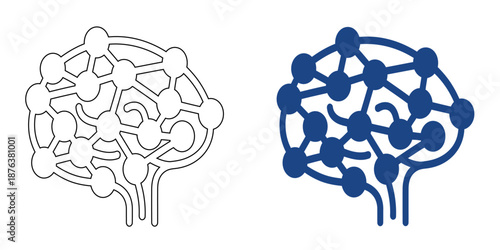 Artificial Intelligence Neural Network Brain Icon - Machine Learning and Neurotechnology Symbol