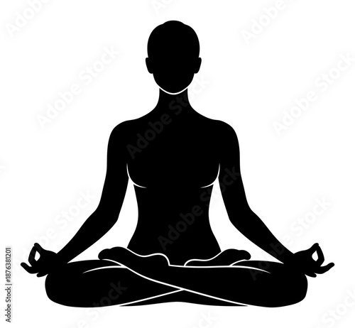 Lotus Position Yoga Silhouette - Minimalist Vector