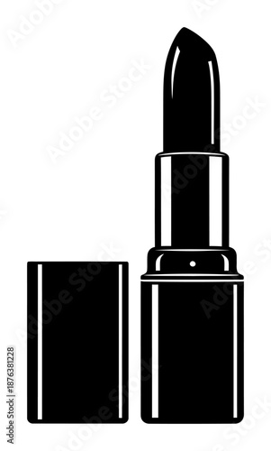 Open Lipstick Silhouette - Minimalist Vector