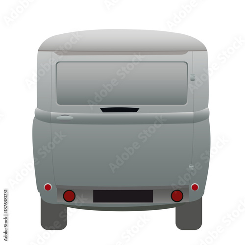 Véhicule de collection, de couleur blanche, de dos