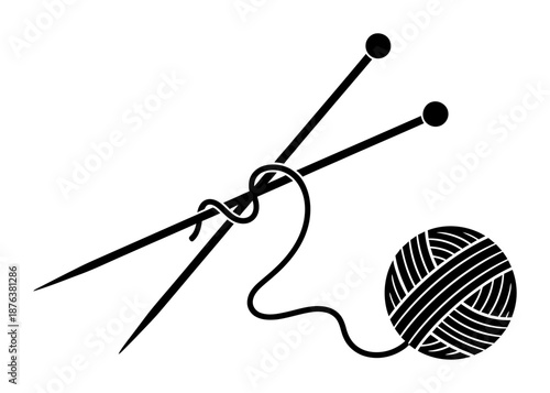 Knitting Needles & Yarn - Minimalist Vector