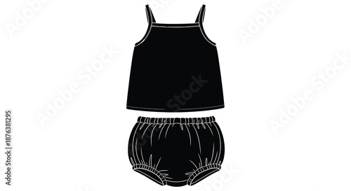 black tank top and shorts outfit silhouette high quality professional detailed modern elegant stylish clean crisp