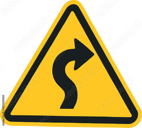 Curved road warning sign