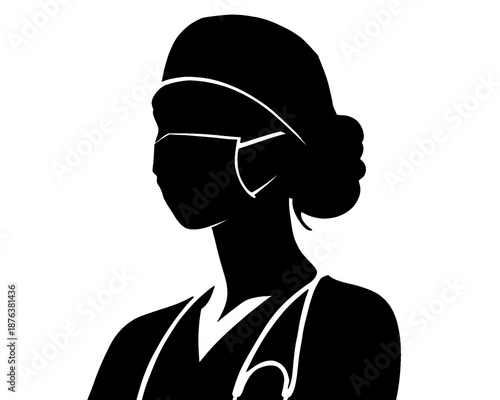 silhouette of a female surgeon, vector illustration
