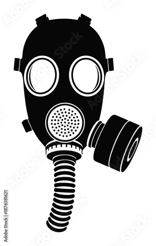 WWII Gas Mask Silhouette - Minimalist Vector Illustration