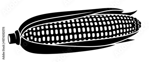 Corn on the cob vegetable silhouette vector icon