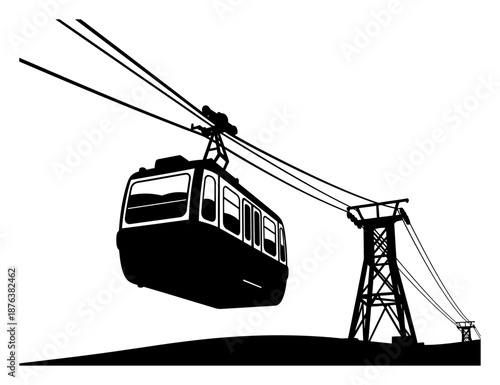 Cable Car Silhouette - Minimalist Vector Illustration