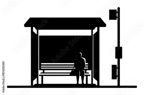 Bus Stop Shelter Silhouette - Minimalist Vector