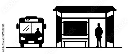 Bus Stop Shelter Silhouette - Minimalist Vector