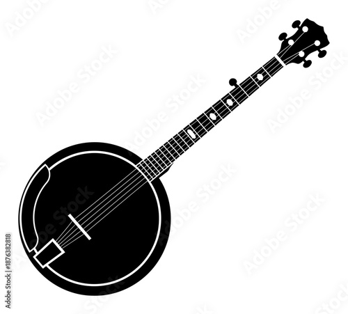 Banjo Silhouette - Minimalist Vector Illustration