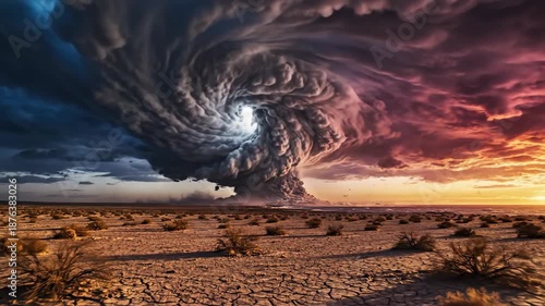 Creating a Dramatic Desert Storm Scene With Rotating Storm Cloud Over Parched Landscape