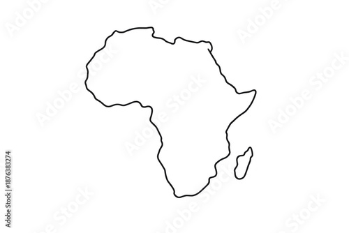 Africa continent outline graphic with transparent background vector art.