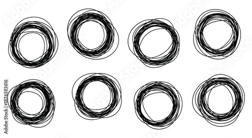 a collection of six abstract circular shapes in a distinctive silhouette style silhouette high quality professional