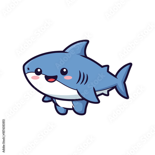Cute Cartoon Shark Character Illustration