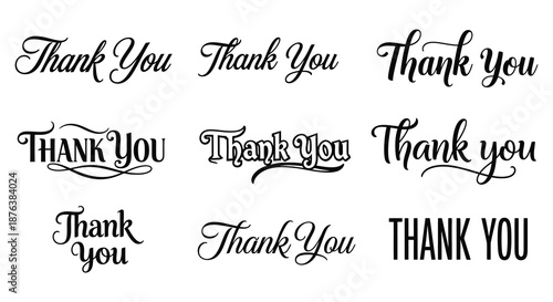 collection of various thank you phrases in different fonts and styles silhouette high quality professional detailed