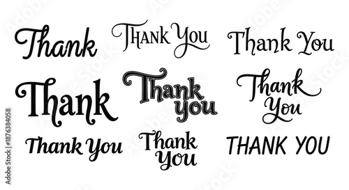 collection of various thank you phrases in different fonts and styles silhouette high quality professional detailed