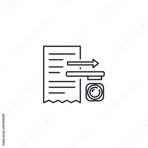 Document with Arrow and Stamp Icon Representation for Business and Communication