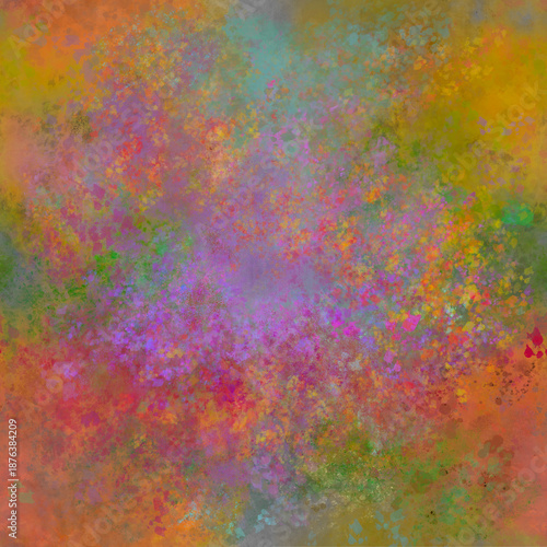 Fotografie Digital art Abstract, blurry, painterly seamless pattern in vibrant colors Grung