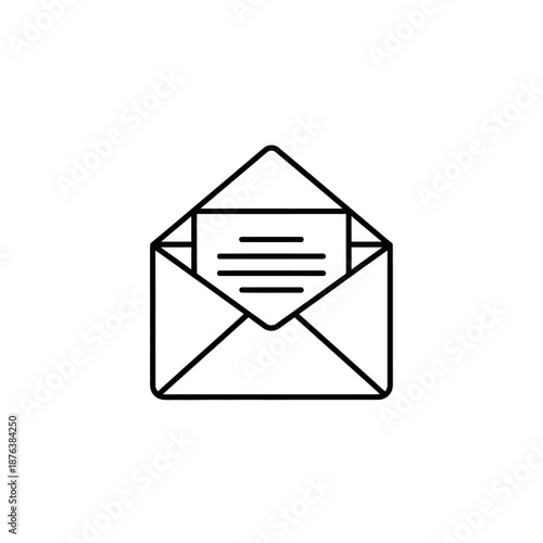 Email Invitation and Letter Inside Open Envelope for Communication or Correspondence