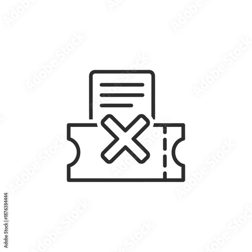 Error Message Icon with Document and Cross Symbol for Technical Support or Troubleshooting