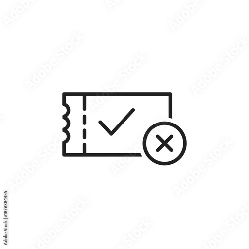Event Ticket with Confirmation Checkmark and Cross Symbol for Validation