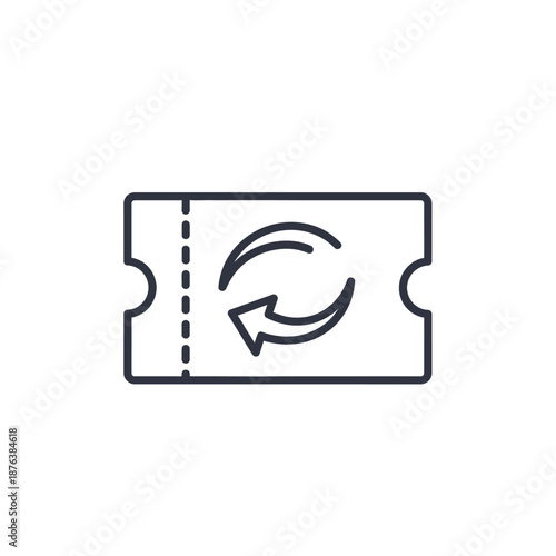 Illustration of a Ticket with Circular Arrow, Travel and Event Concept